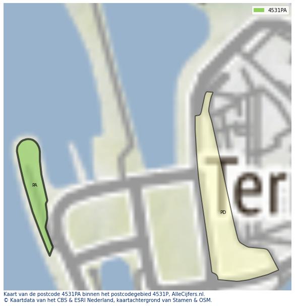 Afbeelding van het postcodegebied 4531 PA op de kaart.