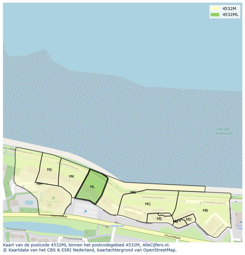 Afbeelding van het postcodegebied 4532 ML op de kaart.