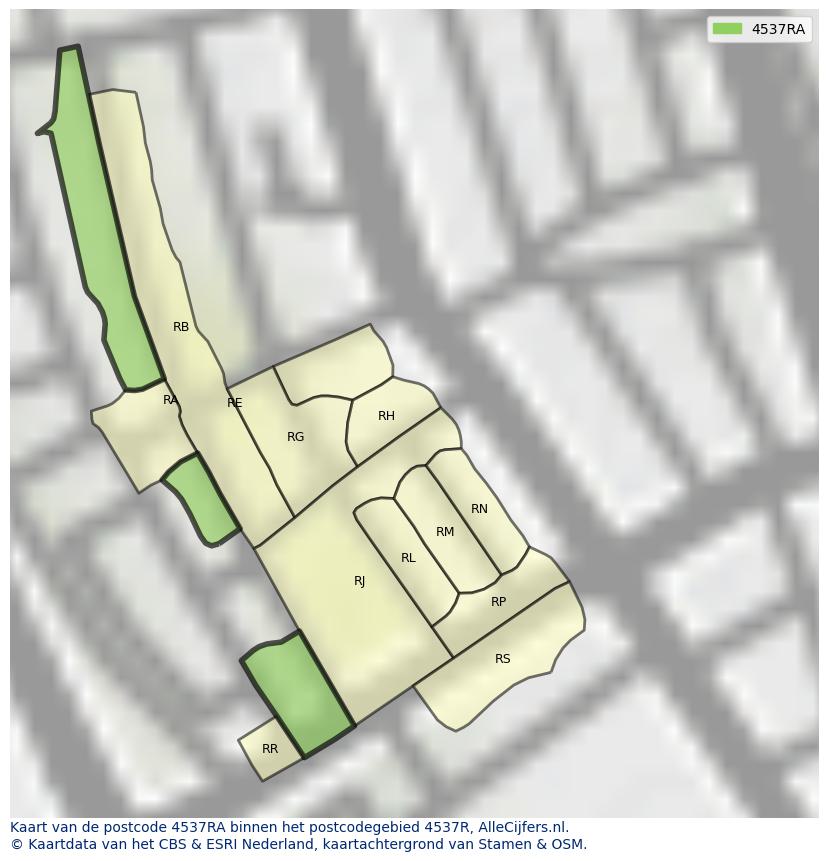 Afbeelding van het postcodegebied 4537 RA op de kaart.