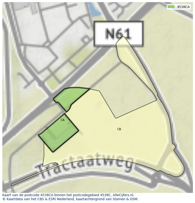 Afbeelding van het postcodegebied 4538 CA op de kaart.
