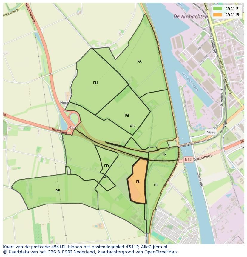 Afbeelding van het postcodegebied 4541 PL op de kaart.