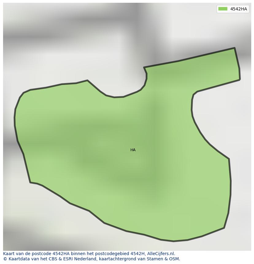 Afbeelding van het postcodegebied 4542 HA op de kaart.