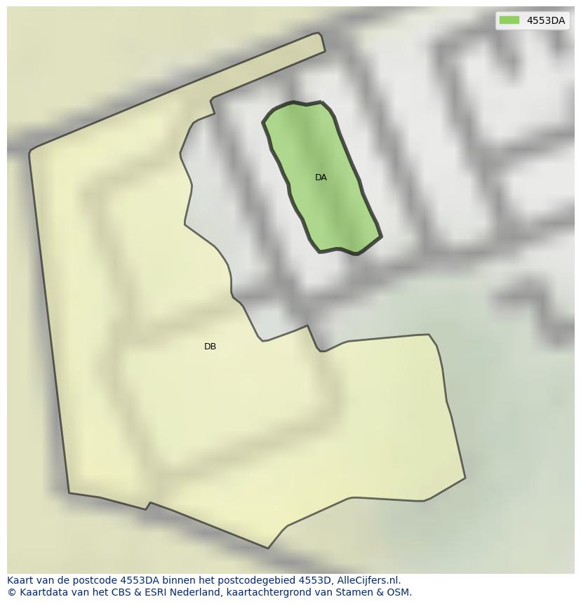 Afbeelding van het postcodegebied 4553 DA op de kaart.