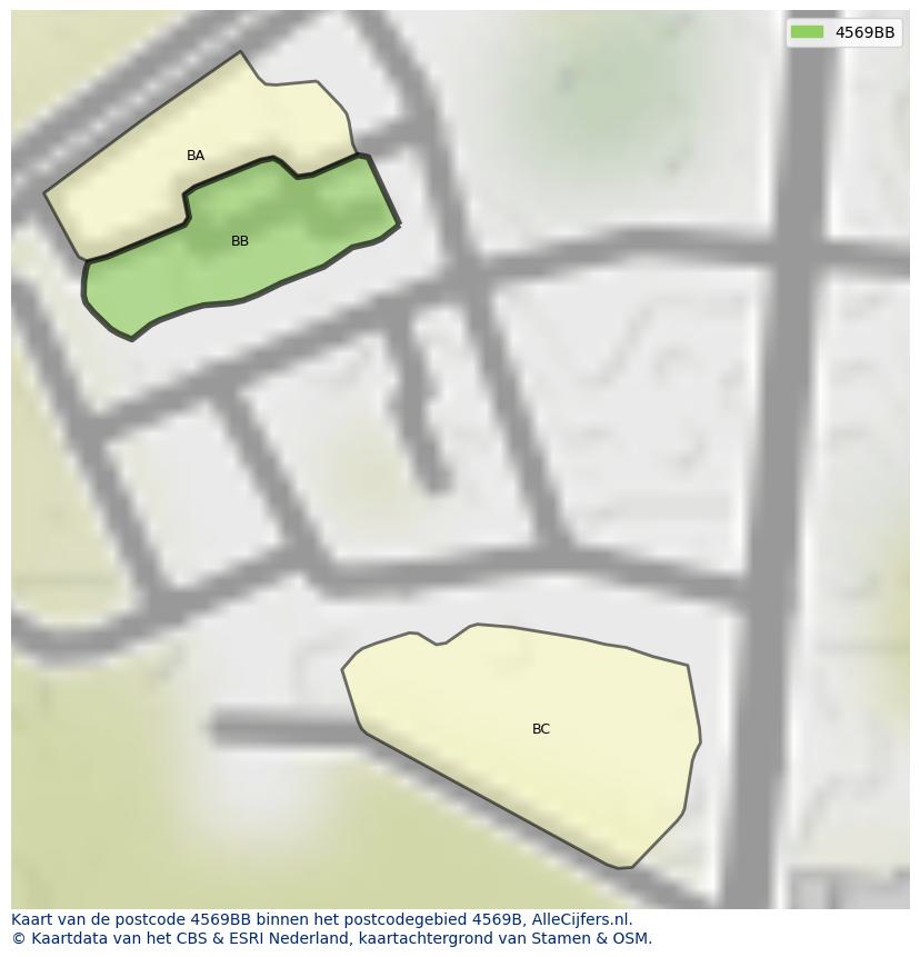 Afbeelding van het postcodegebied 4569 BB op de kaart.