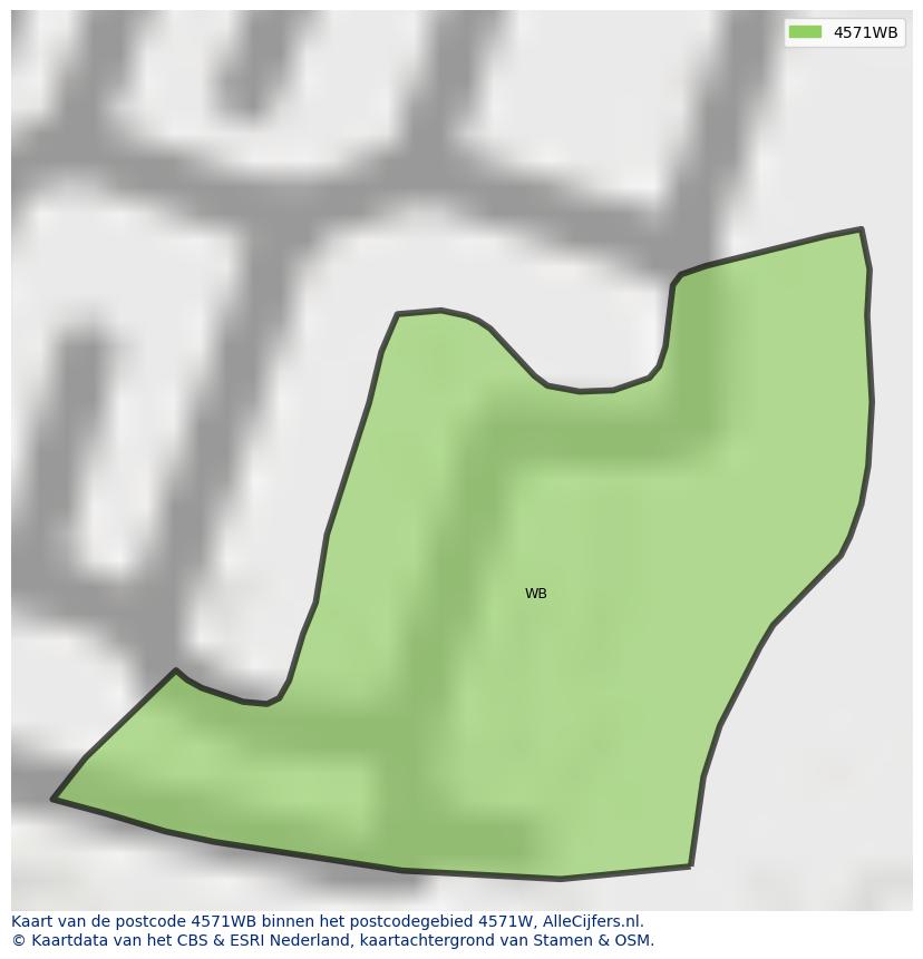 Afbeelding van het postcodegebied 4571 WB op de kaart.