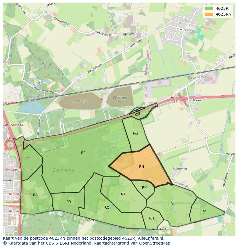 Afbeelding van het postcodegebied 4623 RN op de kaart.
