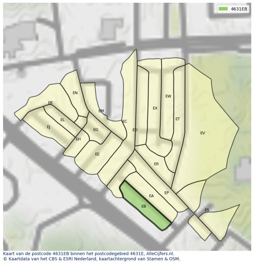 Afbeelding van het postcodegebied 4631 EB op de kaart.