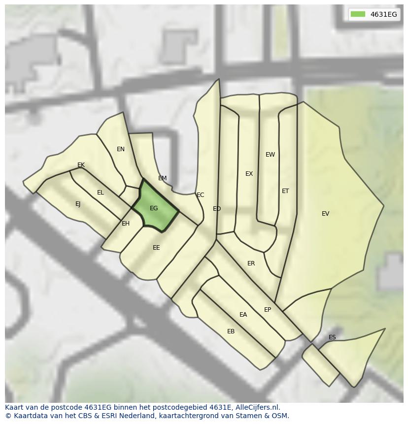Afbeelding van het postcodegebied 4631 EG op de kaart.