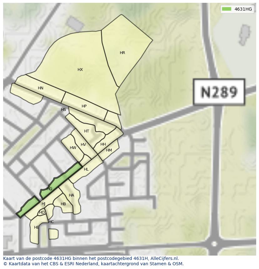 Afbeelding van het postcodegebied 4631 HG op de kaart.