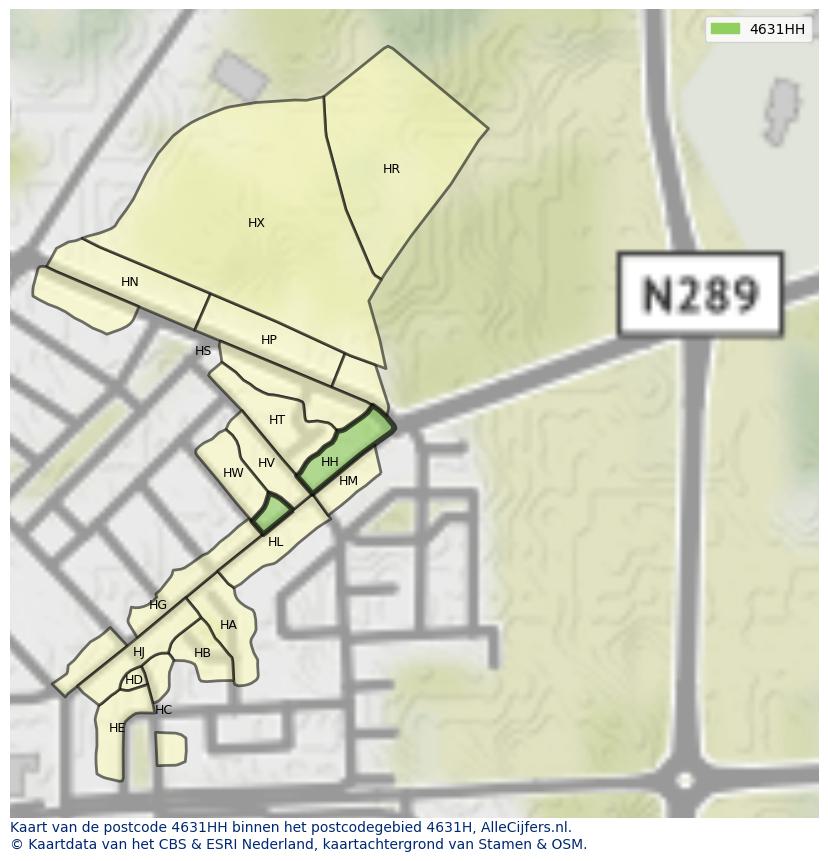Afbeelding van het postcodegebied 4631 HH op de kaart.