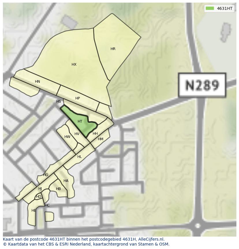 Afbeelding van het postcodegebied 4631 HT op de kaart.