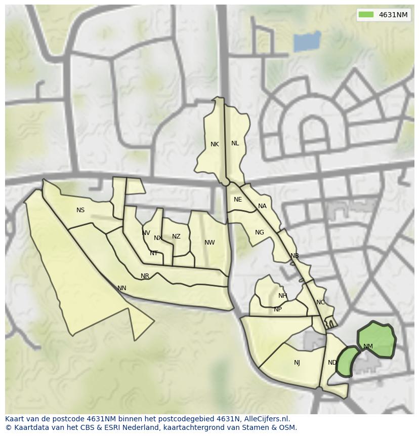 Afbeelding van het postcodegebied 4631 NM op de kaart.