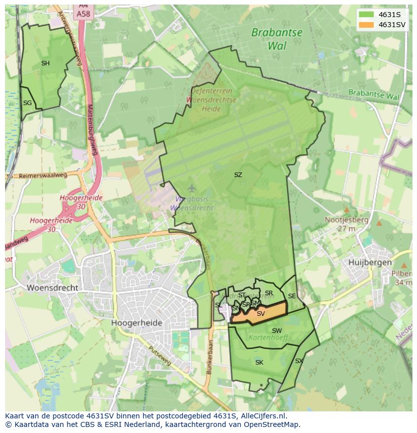 Afbeelding van het postcodegebied 4631 SV op de kaart.