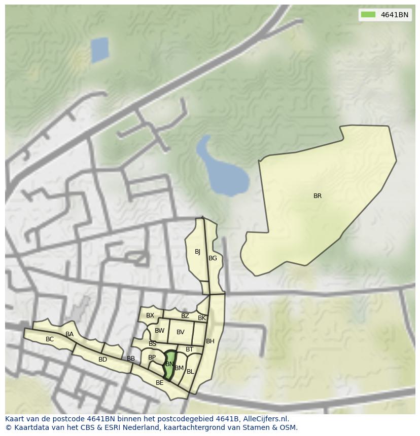 Afbeelding van het postcodegebied 4641 BN op de kaart.