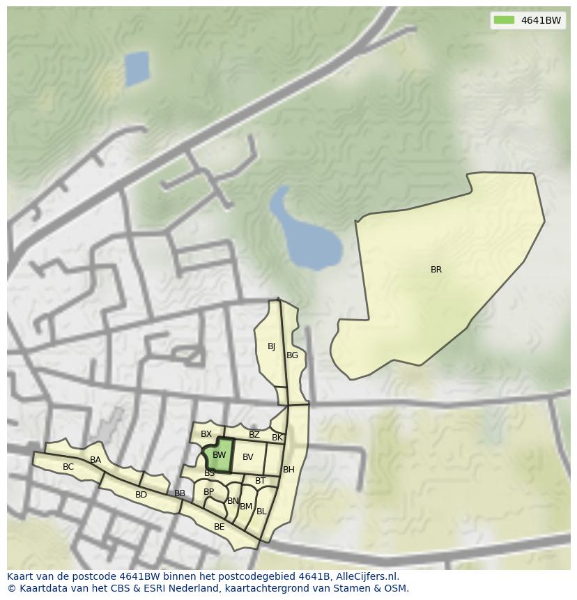 Afbeelding van het postcodegebied 4641 BW op de kaart.
