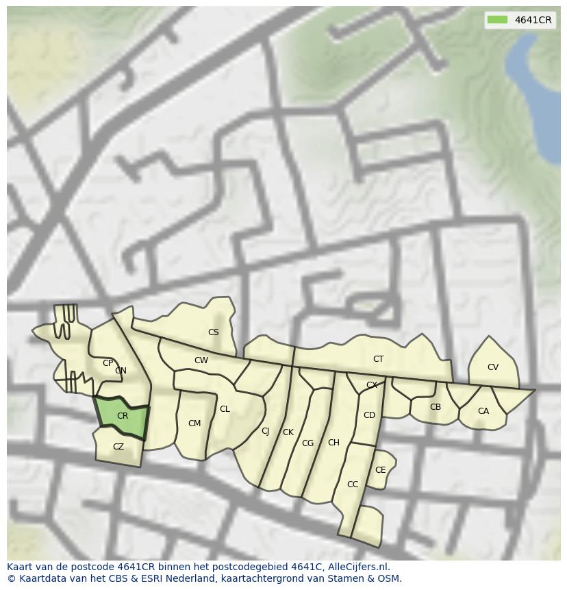 Afbeelding van het postcodegebied 4641 CR op de kaart.