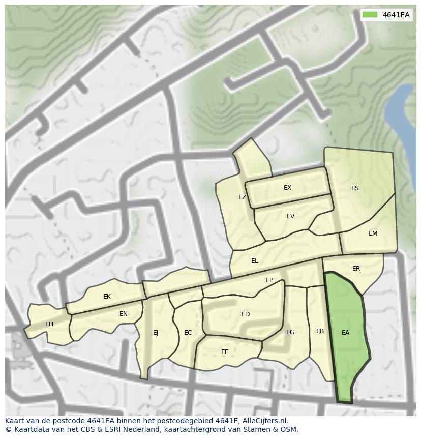 Afbeelding van het postcodegebied 4641 EA op de kaart.