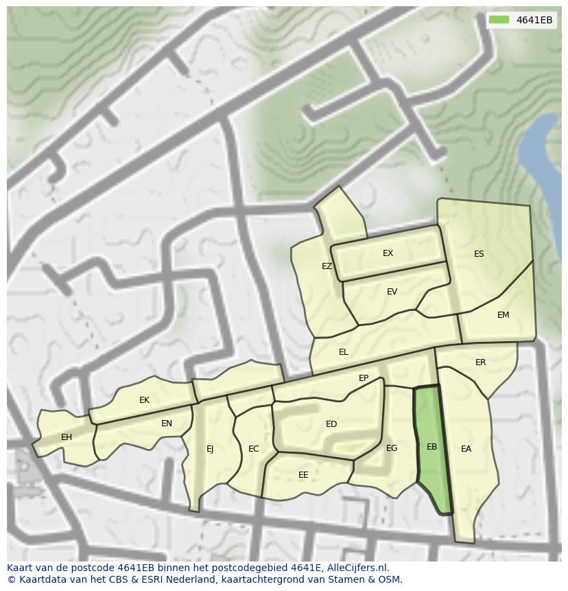 Afbeelding van het postcodegebied 4641 EB op de kaart.