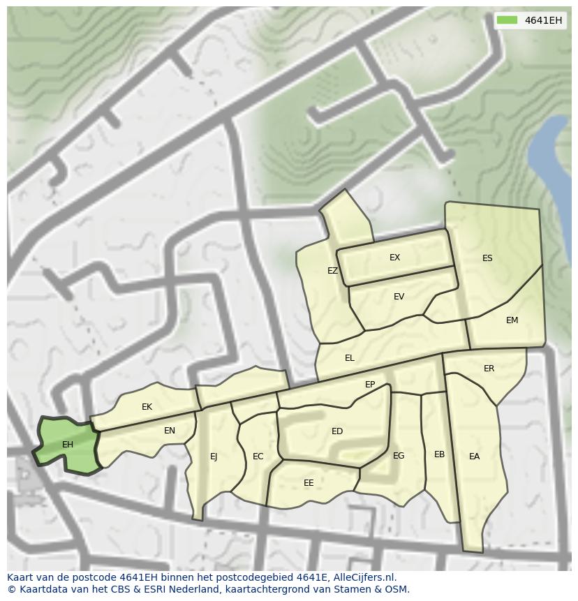 Afbeelding van het postcodegebied 4641 EH op de kaart.