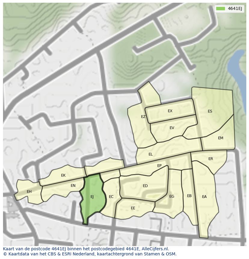 Afbeelding van het postcodegebied 4641 EJ op de kaart.