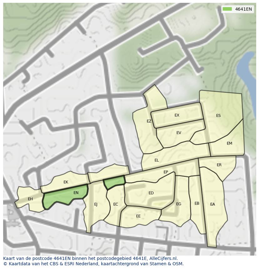 Afbeelding van het postcodegebied 4641 EN op de kaart.