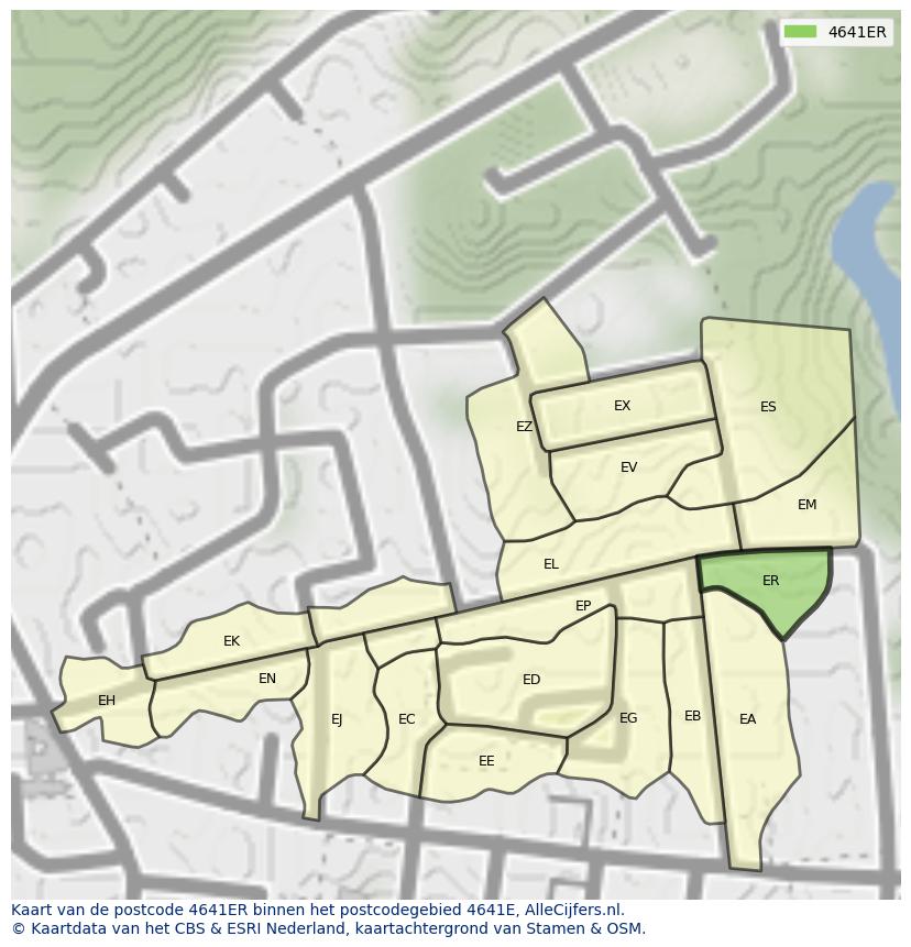 Afbeelding van het postcodegebied 4641 ER op de kaart.