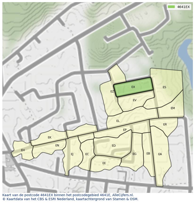 Afbeelding van het postcodegebied 4641 EX op de kaart.