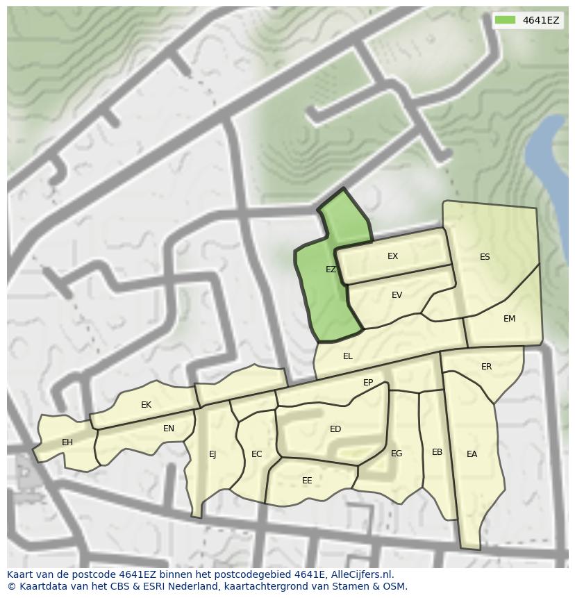 Afbeelding van het postcodegebied 4641 EZ op de kaart.