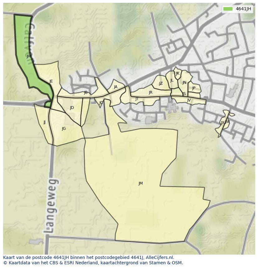 Afbeelding van het postcodegebied 4641 JH op de kaart.