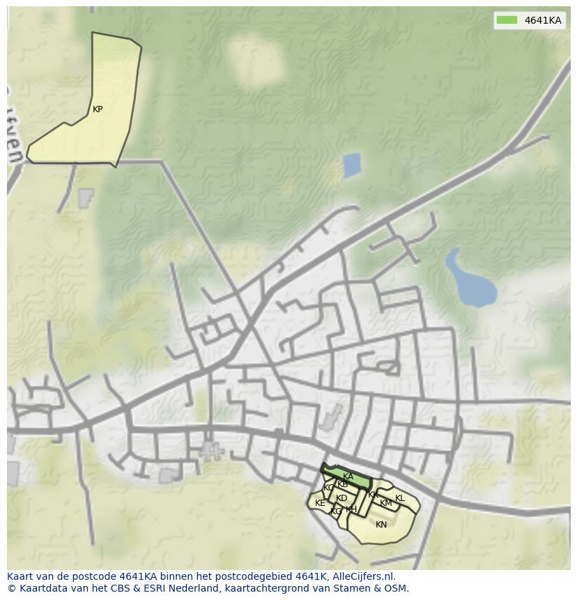 Afbeelding van het postcodegebied 4641 KA op de kaart.