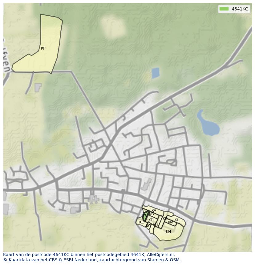 Afbeelding van het postcodegebied 4641 KC op de kaart.