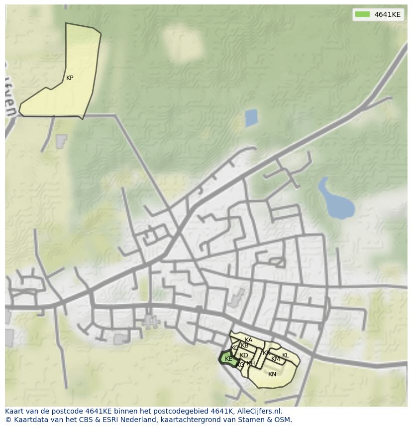 Afbeelding van het postcodegebied 4641 KE op de kaart.