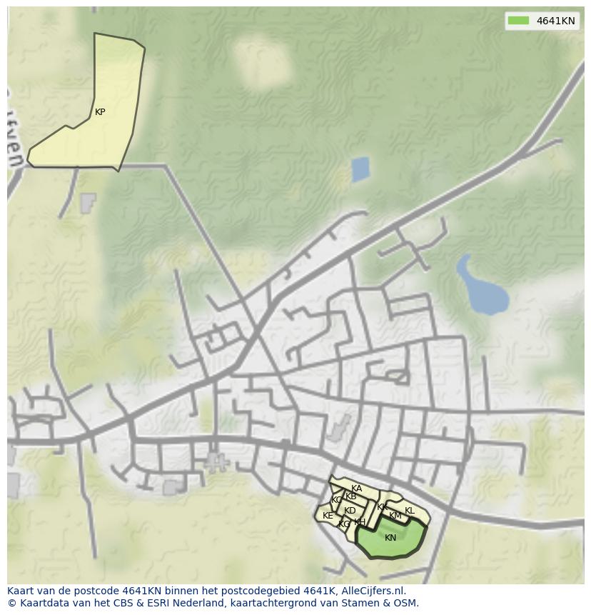 Afbeelding van het postcodegebied 4641 KN op de kaart.