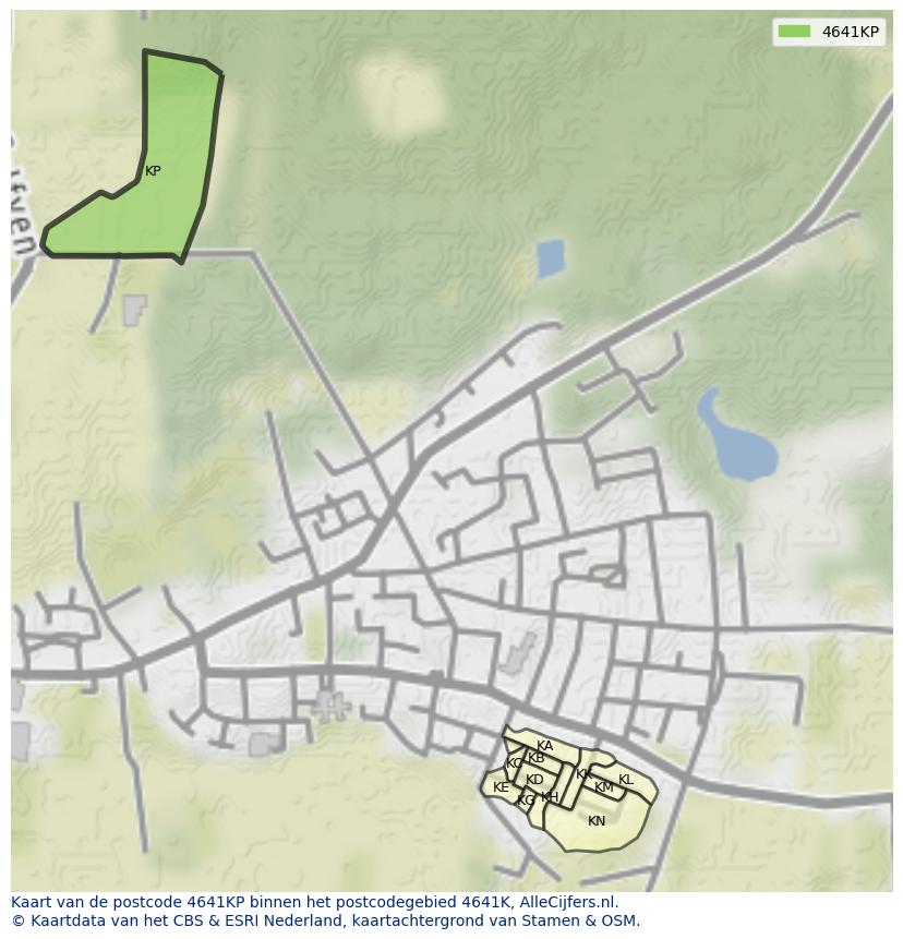 Afbeelding van het postcodegebied 4641 KP op de kaart.