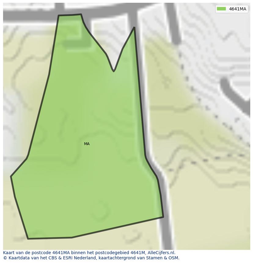 Afbeelding van het postcodegebied 4641 MA op de kaart.