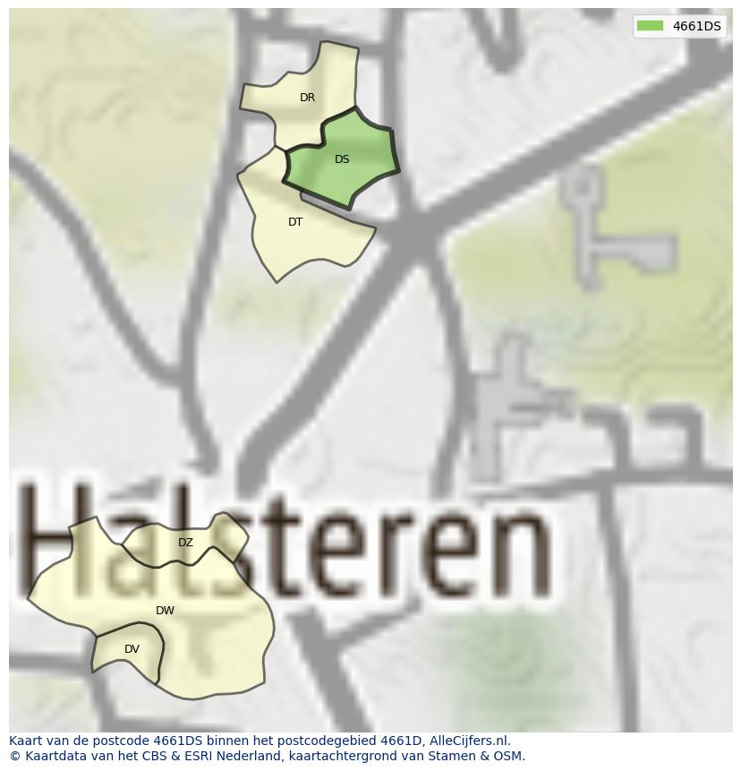 Afbeelding van het postcodegebied 4661 DS op de kaart.