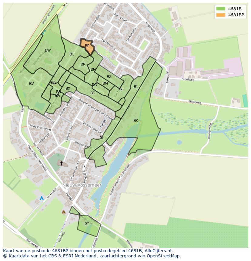 Afbeelding van het postcodegebied 4681 BP op de kaart.