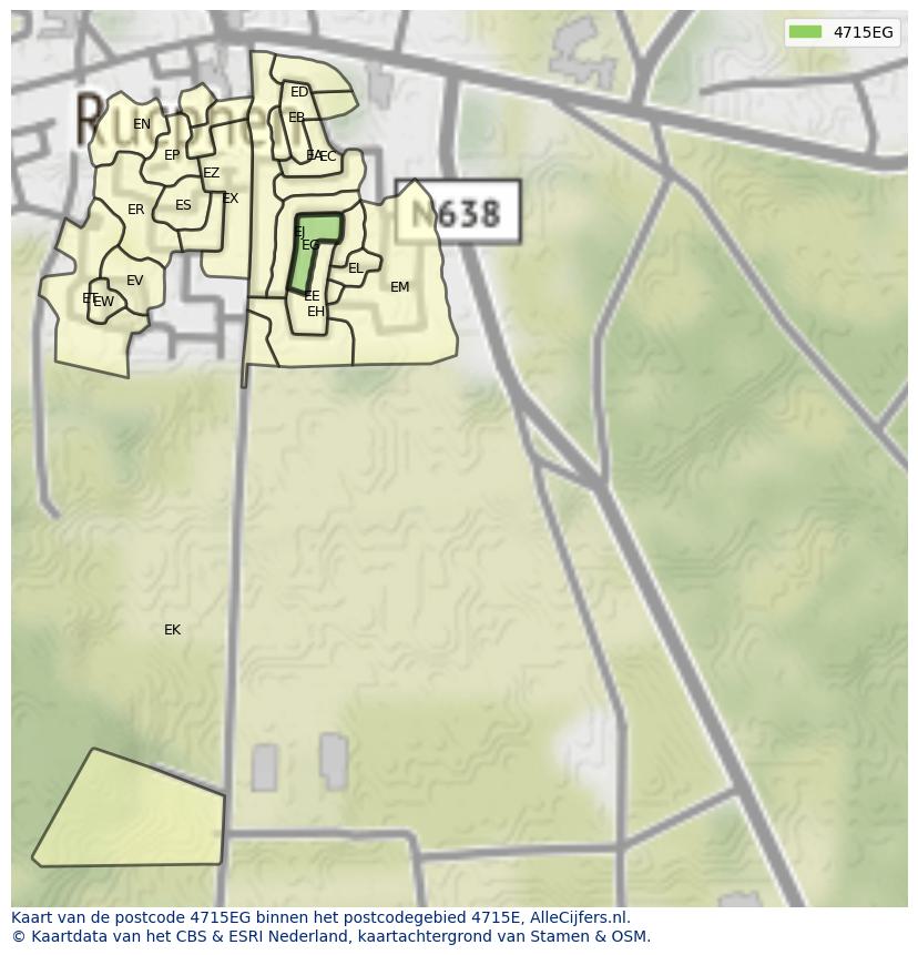 Afbeelding van het postcodegebied 4715 EG op de kaart.