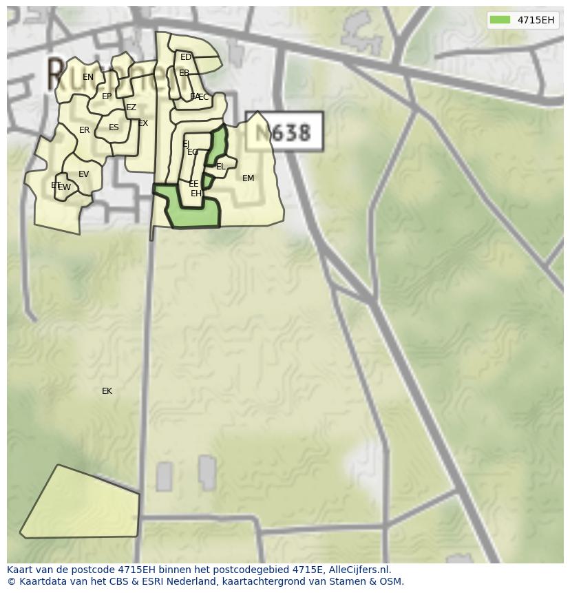 Afbeelding van het postcodegebied 4715 EH op de kaart.