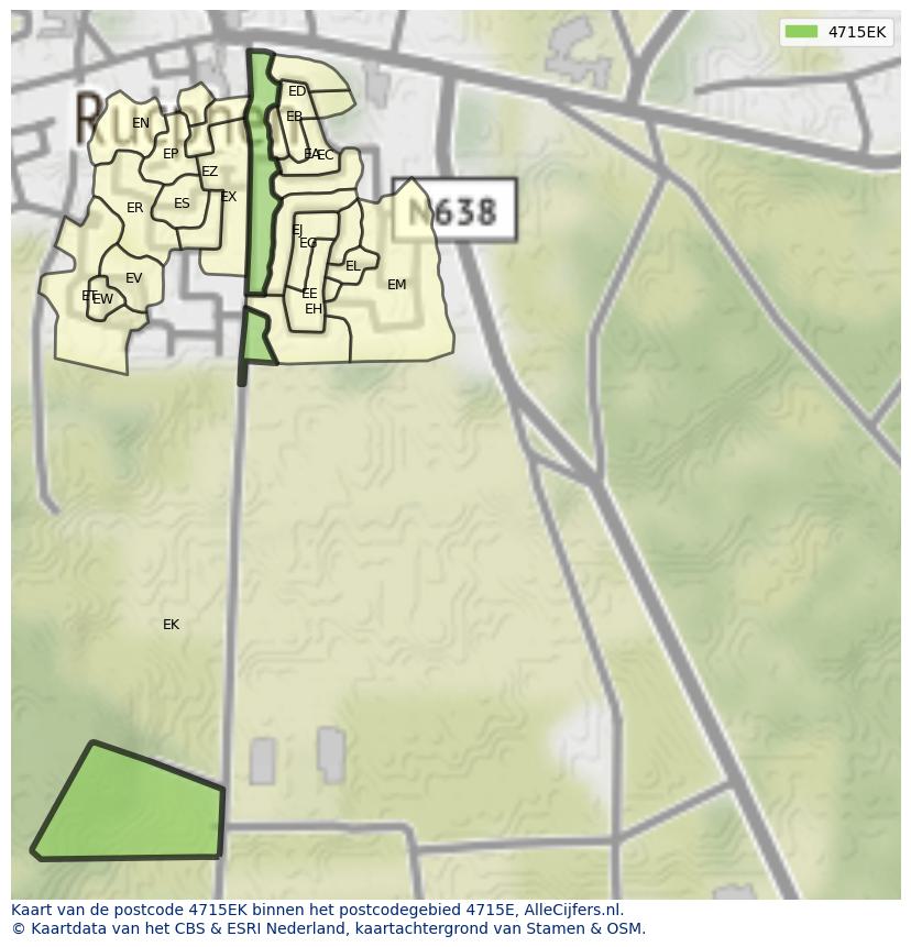 Afbeelding van het postcodegebied 4715 EK op de kaart.