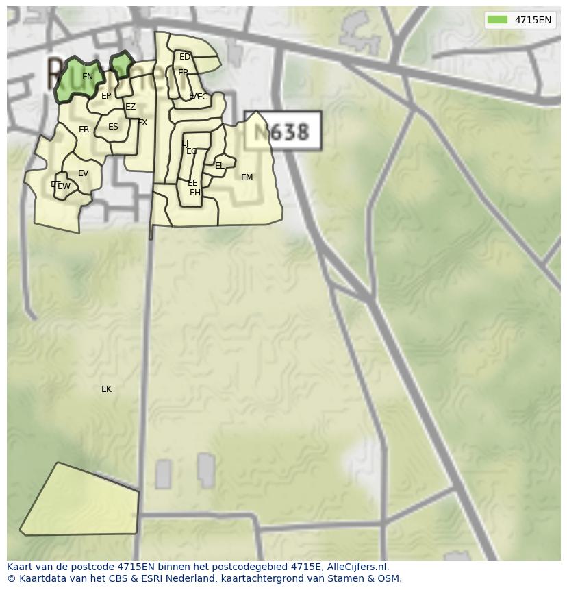 Afbeelding van het postcodegebied 4715 EN op de kaart.