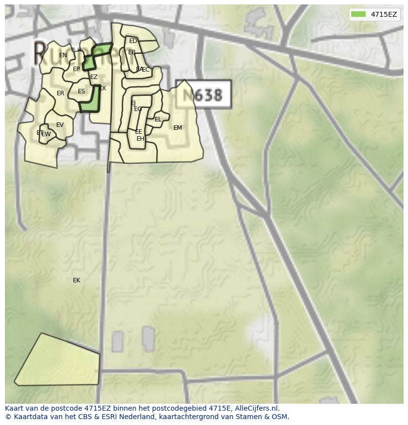 Afbeelding van het postcodegebied 4715 EZ op de kaart.