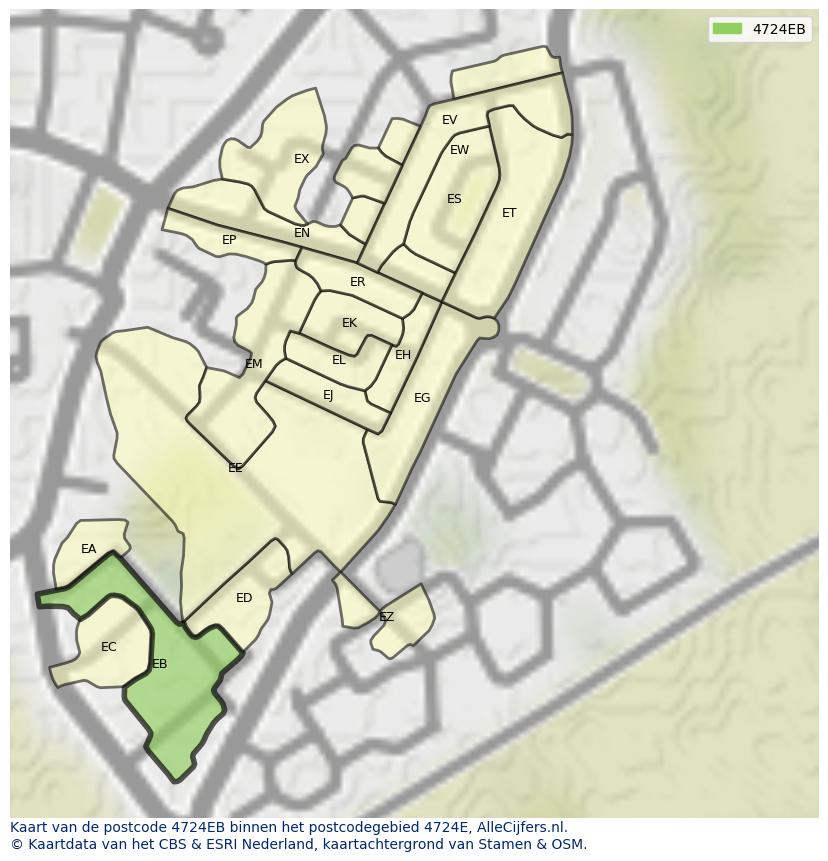 Afbeelding van het postcodegebied 4724 EB op de kaart.