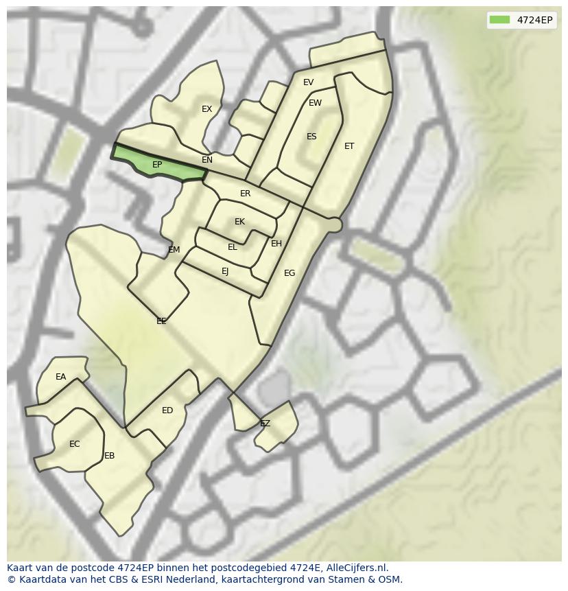 Afbeelding van het postcodegebied 4724 EP op de kaart.