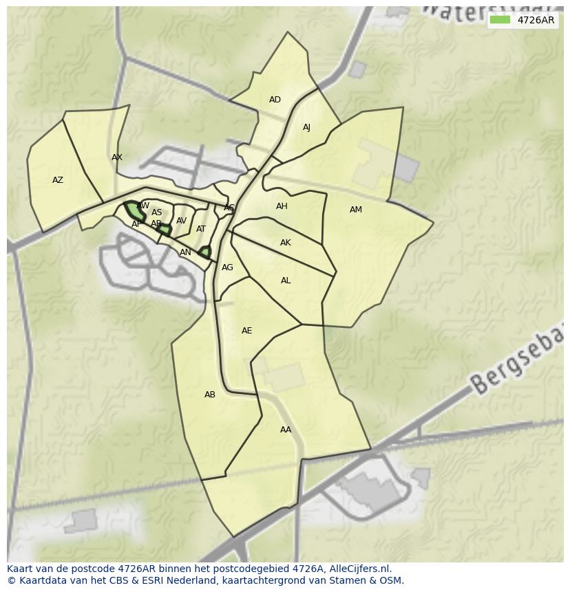 Afbeelding van het postcodegebied 4726 AR op de kaart.