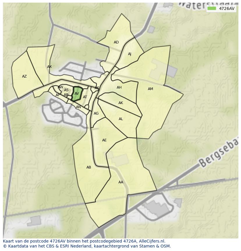 Afbeelding van het postcodegebied 4726 AV op de kaart.