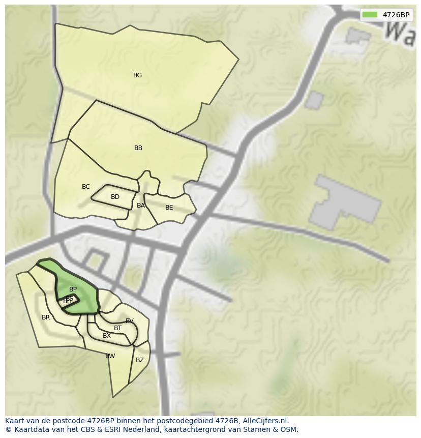 Afbeelding van het postcodegebied 4726 BP op de kaart.