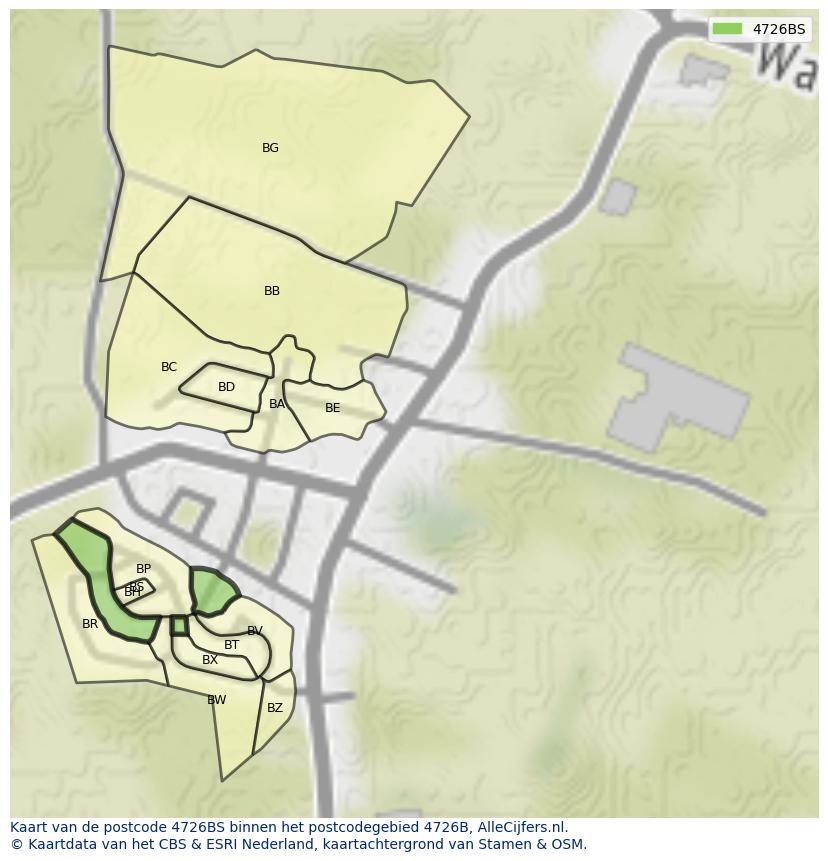Afbeelding van het postcodegebied 4726 BS op de kaart.