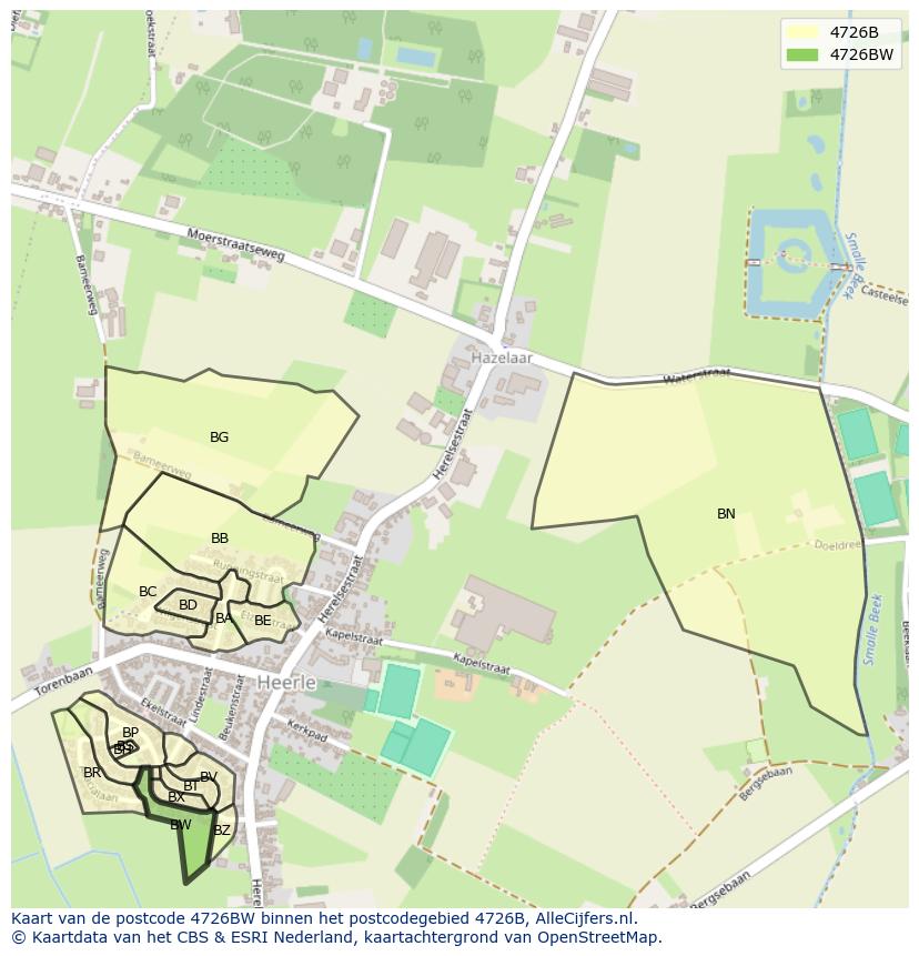 Afbeelding van het postcodegebied 4726 BW op de kaart.