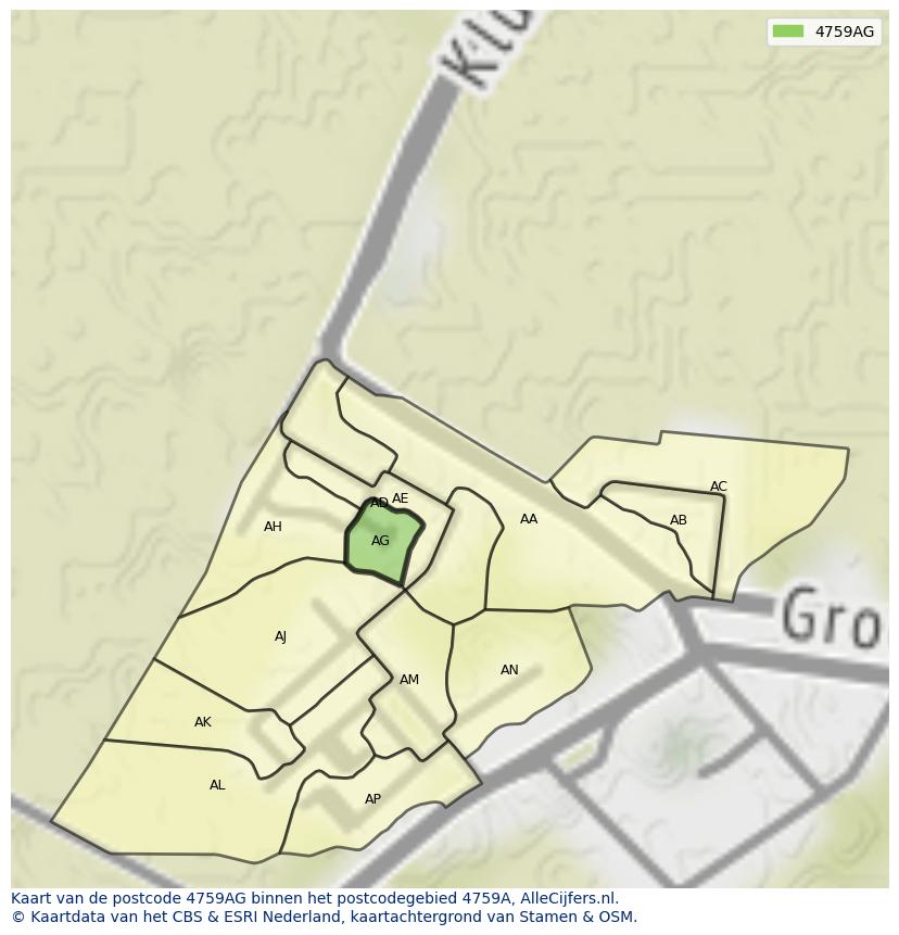 Afbeelding van het postcodegebied 4759 AG op de kaart.